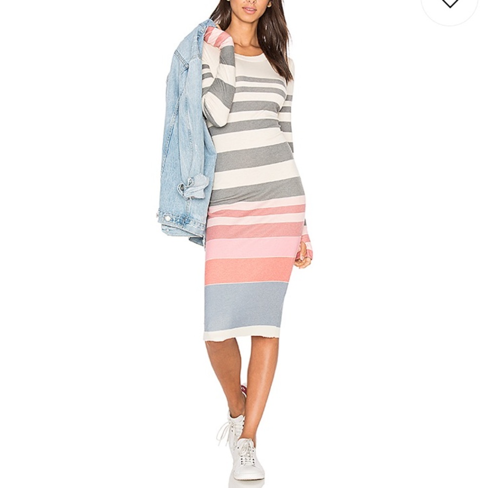 Wild fox sunset stripe long sleeve midi dress size small